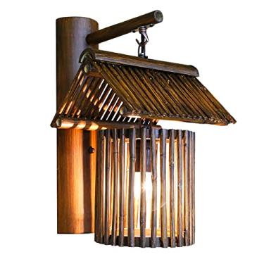 Imagem de errzom Luminária De Parede Vintage Estilo Japonês, Luminária De Parede De Madeira De Bambu Rural, Decoração De Interiores, Luminária De Parede Para Corredor, Escada, Hotel