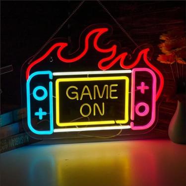 Imagem de LeHonSan Placa De Neon De Jogo Para Decoração De Parede, Placa De Luz Neon Led Regulável Para Console De Jogos, Para Sala De Interruptores, Quarto Infantil, Decoração De Sala De Jogos, Arte De Pared