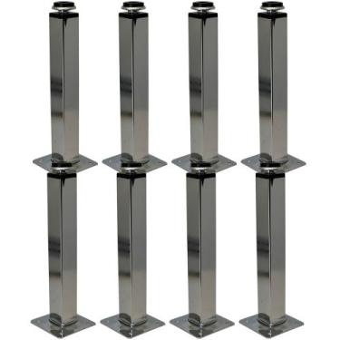 Imagem de Kit 24 Pés Metal Cromado Regulável Quadrado 20 cm Para Armário M03 Bal