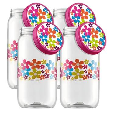 Imagem de Kit 4 Pote Para Mantimentos Grande Tampa De Rosca 2,7 Litros Decorado (Margarida)