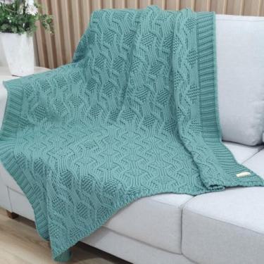 Imagem de Manta Trico Decorativa Sofa 120x150cm Usufruto Tricot cod001 Cor:MENTA