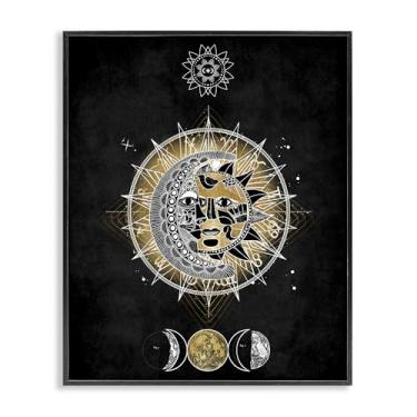 Imagem de Stupell Industries Design de arte de parede giclée emoldurado preto lunar e solar fractal por Oliver Jeffries, 28 x 35 cm