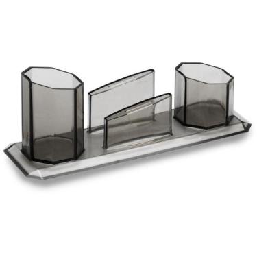 Imagem de Acessório para Mesa Porta Caneta, CLIPS e Lembrete Fumê - Waleu