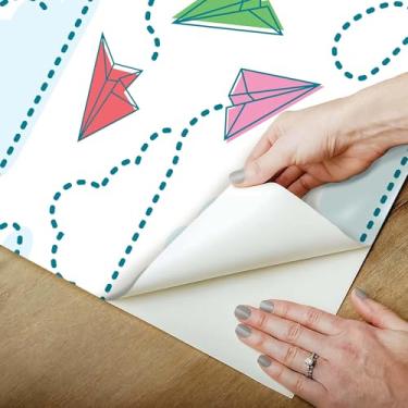 Imagem de Papel De Parede Adesivo Quarto Infantil Aviãozinho Nuvem 3m