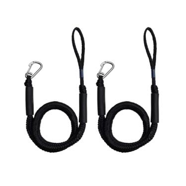Imagem de Corda marinha de 1,5 m para doca elástica para barco com 2 unidades para ancoragem temporária de barco, com clipe de aço inoxidável 316, acessório de barco para caiaque, pontão, embarcação, canoa,