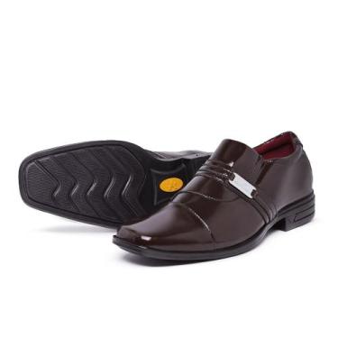 Imagem de Sapato Social Masculino Vegas Store Verniz, Marrom, 41