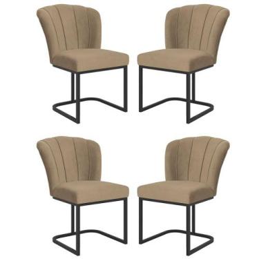 Imagem de Kit 4 Cadeiras Flor Pés Metal Preto Mesa Jantar Cozinha - Balaqui Deco