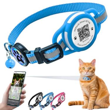 Imagem de Coleira de gato AirTag, coleira reflexiva para gatinhos com suporte e sino à prova d'água para Apple AirTag, etiqueta de identificação de animal de estimação de silicone com código QR, perfil online