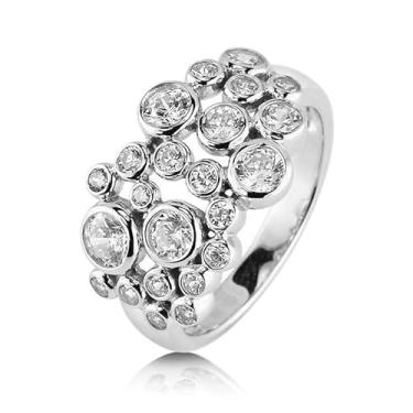 Imagem de TSECIMGS Anel feminino banhado a platina irregular céu estrelado moda luxo zircônia cúbica halo redondo, 6