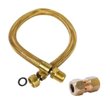 Imagem de Kit instalação de gás Mangueira 60cm 1/2 + Adaptador espigão Fogao Cooktop