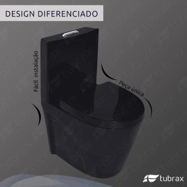 Imagem de Vaso Sanitário Monobloco Completo Caixa Acoplada Privada Preto modelo Unio Tubrax