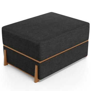 Imagem de Puff Decorativo Retangular Para Sala de Estar Domus L02 Linho Chumbo -