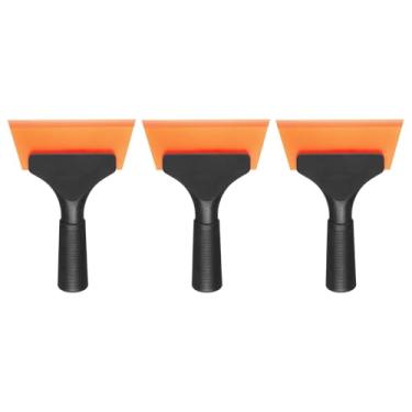 Imagem de HARFINGTON 3 rodos de 13 cm de comprimento, lâmina de água, rodo de chuveiro com alça antiderrapante para limpador de janela de para-brisa de carro, porta de vidro, laranja