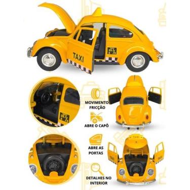 Imagem de Super Carrinho Fusquinha Taxi amarelo Miniatura Fusca 12 Cm Decoração 