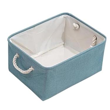 Imagem de CESTO ORGANIZADOR DE TECIDO LINHO DOBRÁVEL 30X20X13CM (Azul)