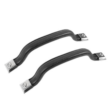 Imagem de Maçaneta de Porta Interior Puxar o Kit de Pulsação de Pull Tira de Pulsação para YJ 1987 a 1995 Com Uma Instalação Fácil de Aço Inoxidável de Borracha Elástica (BLACK)