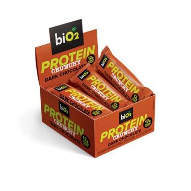 Imagem de Barra de Proteína Crocante biO2 Protein Crunchy Dark Chocolate, Caixa com 9 unidades de 50 g, Vegana e sem Glúten