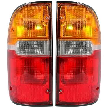 Imagem de HECASA Lanterna traseira compatível com 1995-2000 Toyota Tacoma Par Conjunto de luzes de freio de sinal de luz traseira com lâmpada(s) de substituição para TO2800116 TO2801116