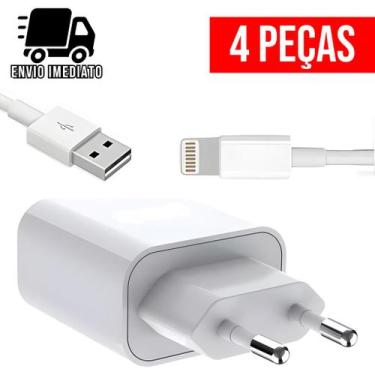 Imagem de Kit 4 Carregador Turbo Tipo IP USB com Cabo Super Rapido 5.0A - Maxmíd