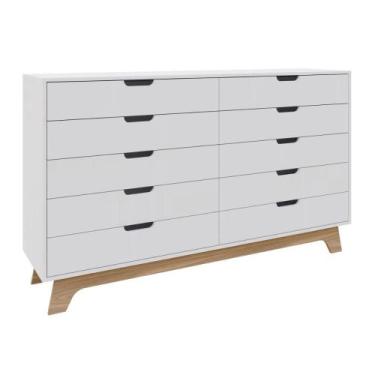 Imagem de Cômoda 10 Gavetas 160cm Alice - Branco - Magazine Decor