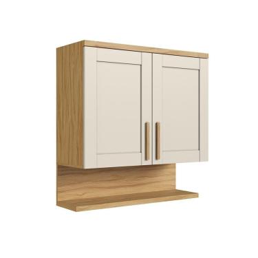 Imagem de Armário Aéreo de Cozinha 80cm 2 Portas com Prateleira 100% Mdf Espresso Móveis Estônia Amêndoa/Off White
