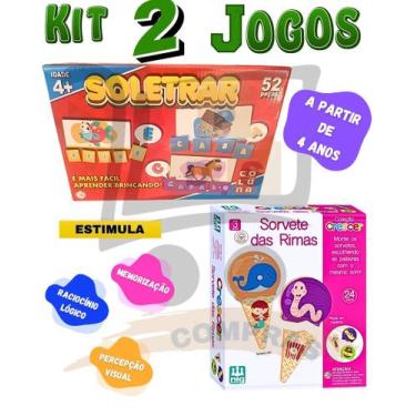 Imagem de Kit 2 Jogo Didatico 4 Anos Sorvete Das Rimas Interativo Raciocinio E S