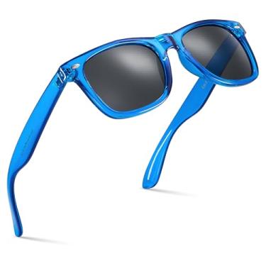 Imagem de Retro Rewind Óculos de sol espelhados coloridos neon anos 80 com armação translúcida para homens e mulheres, Azul royal translúcido | fumê, One size fits most