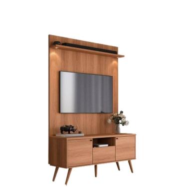 Imagem de Rack Movelove 2 Portas e 1 Gaveta com Painel Led Efeito Ripado para TV 70 Polegadas River 136cm
