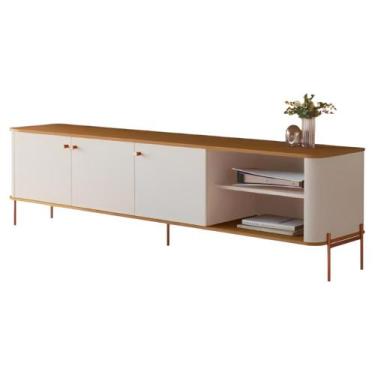 Imagem de Rack Para Sala TV Até 70 Polegadas Moderno 3 Portas - Casa H, Off Whit