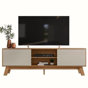 Imagem de Rack Bancada Dubai 1,80cm TV até 70” Porta Correr Peternella (Nature/Off White)