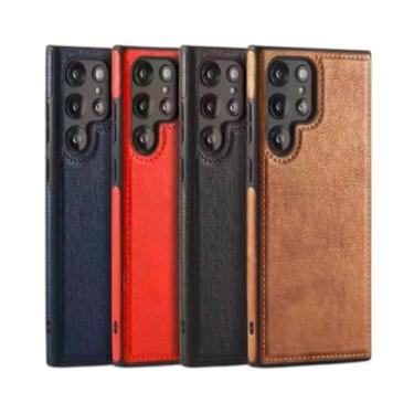 Imagem de Capa Capinha Case Couro Pu Premium Slim Anti Impacto Para Galaxy S24 ULTRA Ultra, couro PU elegante luxo capa de telefone macia antiderrapante fina Couro Sintetico (AZUL)