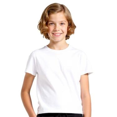Imagem de Camiseta Lisa Manga Curta Infantil Poliéster Branca - Del France, Bran