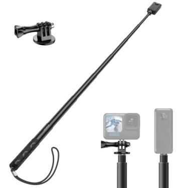 Imagem de ATUMTEK Bastão de selfie invisível de 150 cm, mastro extensível de 1/10.2 cm, design sólido e compacto para Insta360, para GoPro, DJI, câmeras de ação (suporte de fivela para GoPro e DJI e alça de