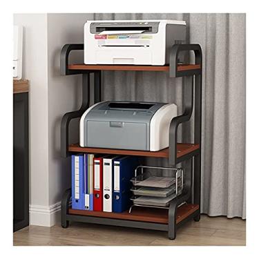 Imagem de Suporte de impressora Suporte de impressora para mesa Suporte de impressora de chão, organizador de suporte de impressora de mesa com moldura de metal de 3 camadas, para máquina de fax, scanner