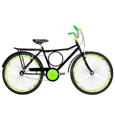 Imagem de Bicicleta Masculina Aro 26 Barra Circular Aero 72 Furos Cor Preta E Verde