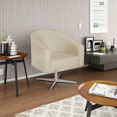 Imagem de Poltrona Decorativa Luiza Base Giratória De Metal Suede Vermelho