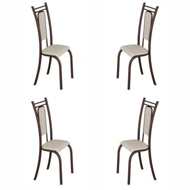 Imagem de Conjunto Com 4 Cadeiras Paris Marrom Assento Creme Teixeira Marrom Com Creme