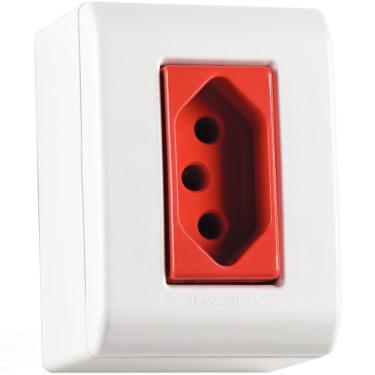 Imagem de Caixa De Sobrepor Com 1 Tomada 2p+t 20 A 250 V Tramontina Lizflex Com Vermelha E Branca Tramontina