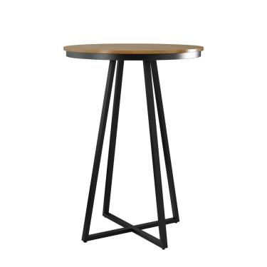 Imagem de Mesa Bistro Redonda 70 Cm Estrutura Aço Carbono Base Preta Vegas Nozes