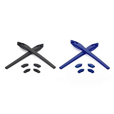 Imagem de Eye Opening Stuff Kits de borracha para substituição e nariz compatíveis com óculos de sol Oakley Flak 2.0/Flak 2.0 XL OO9188 - preto e azul escuro