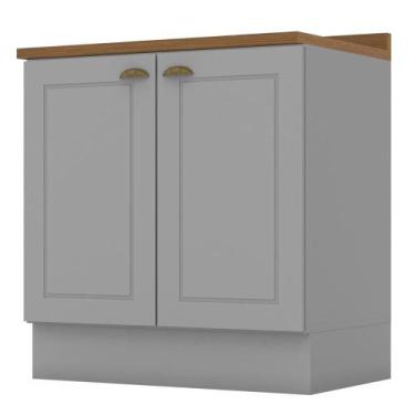 Imagem de Balcão 2 Portas 80cm Americana Cinza com Tampo Nature - Móveis Henn, C