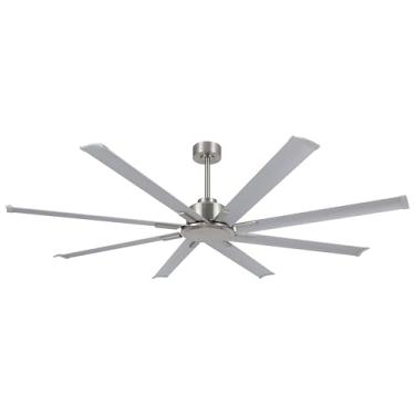 Imagem de LEDLUX Ventilador De Teto 72" Sem Luz, Prateado, Motor Cc Reversível, Controle Remoto 6 Velocidades, Industrial, 9 Lâminas Alumínio Com 3 Hastes Descida Para Uso Residencial Ou Comercial, Sala Estar