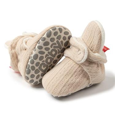 Imagem de Meckior Botas De Tricô Para Bebês, Meninas E Meninos, Berço Com Sola Macia Garras, Pantufas Quentes Confortáveis Lã O Inverno, Antiderrapantes, Meias Cano Curto Primeiros Passos