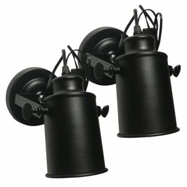 Imagem de kylynly Luminária De Teto Industrial, Parede Vintage Preta Fosca, Cabeça Giratória, Base E26, Decoração Para Sala Estar, Quarto Ou Loft, Pacote Com 2 Unidades (Sem Lâmpada)