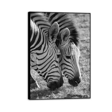Imagem de SDYJ6GSW Imagens de animais em preto e branco para decoração de parede Duas cabeças de cavalo zebra imagem de animal impressão de imagem de cavalo pintura de arte de parede zebra decoração de parede