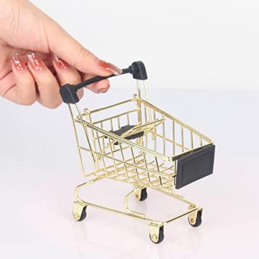 Imagem de kxkxvovo Mini Carrinho De Compras, Supermercado, Armazenamento Brinquedos, Enfeites Decorativos Para Brinquedos (Ouro Brinquedo)