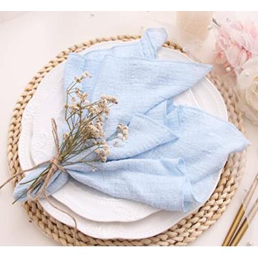 Imagem de JINVASE Pacote Com 6 Guardanapos De Pano Para Jantar, 100% Algodão Macio Natural, Gaze Lavável, Ideal Decoração Casamentos, Jantares E Uso Diário Em Família (Azul Claro)