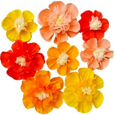 Imagem de Mybbshower Flor De Papel Crepom Para Parede Psprt Decoração Pom Festa Aniversário Meninas Pano Fundo Chá Bebê Quarto Pacote Com 9 (Laranjas)