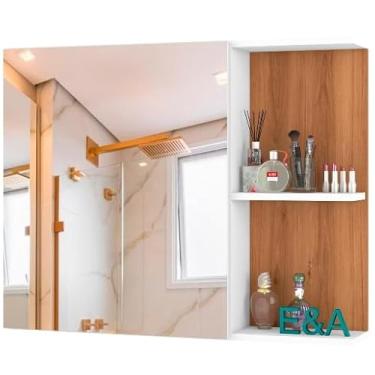 Imagem de Armario Espelheira Banheiro Jade 1203 Fundo Flexycollor Com Porta - Cor(Branco/Nature)