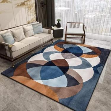 Imagem de Tapetes com estampa geométrica para sala de estar, abstrato, para sofá, quarto, tatame, macio (200x250 cm/flanela - 10)